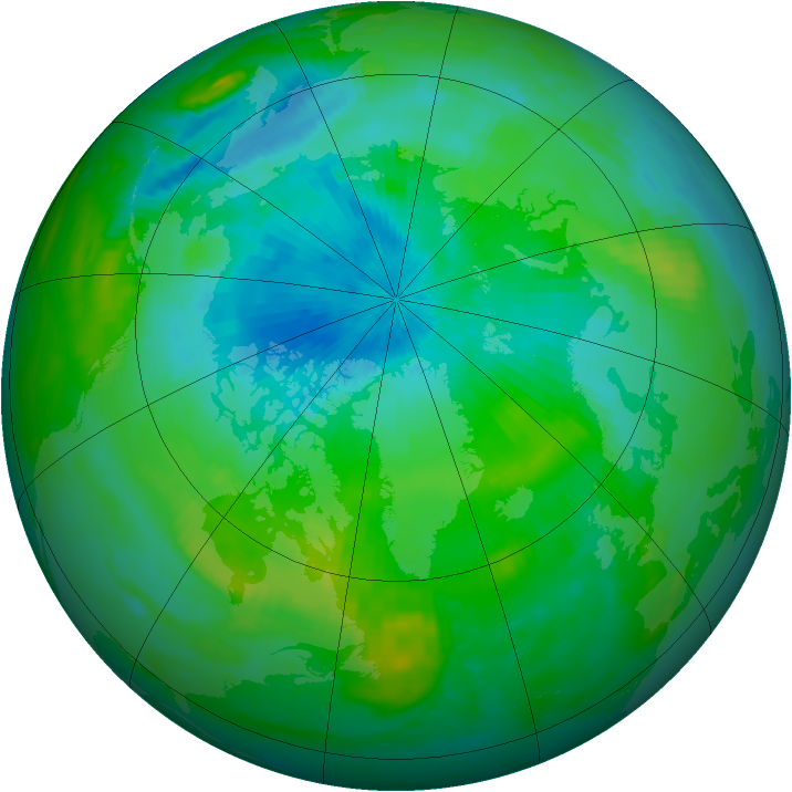 Arctic ozone map for 22 August 1983